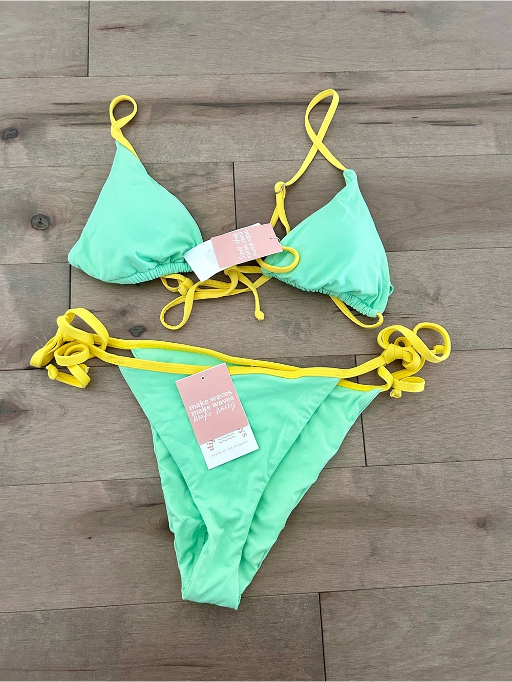 Dippin' Daisy's Mint Green Bikini with Yellow Trim